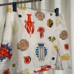 Coastal Print Mini Skirt with Slit